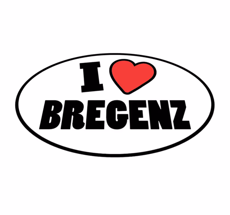 Vinylteppich Spruch Rotes herz und ich liebe bregenz satz - TenStickers