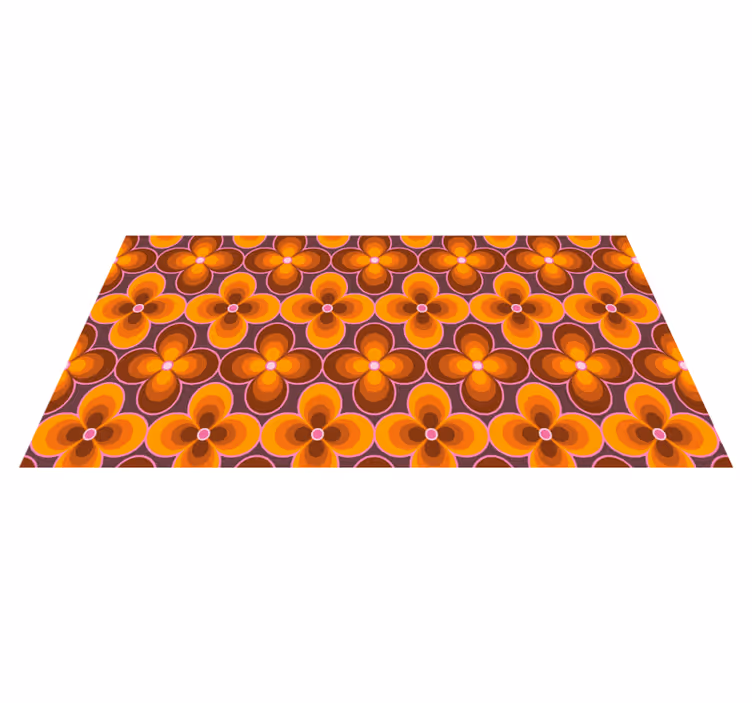 Vinylteppich rechteckig Blumen retro grooviges Muster - TenStickers
