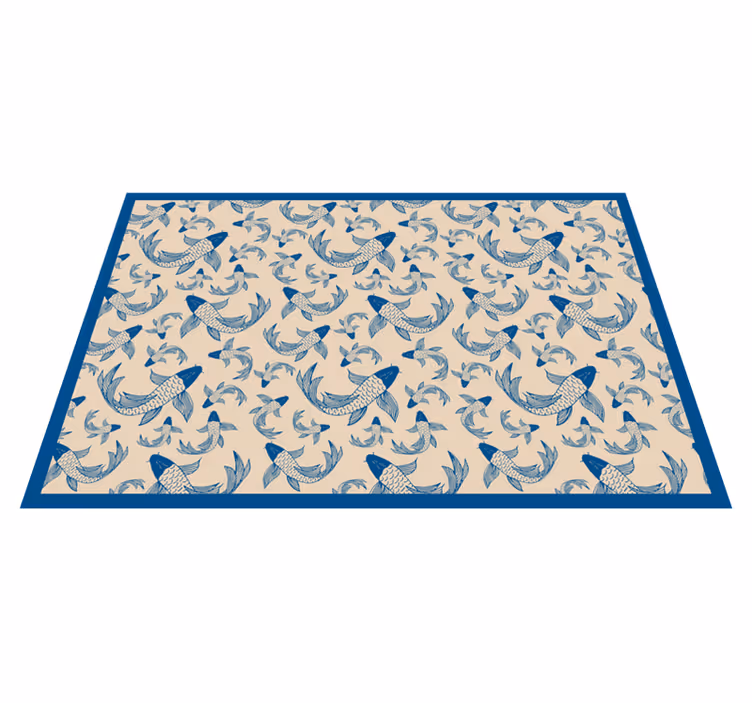 Vinylteppich Wohnzimmer Blaue schwimmende fische auf beigem Hinte - TenStickers