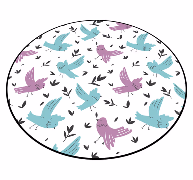 Vinyl Teppich Natur blaue und violette vögel - TenStickers