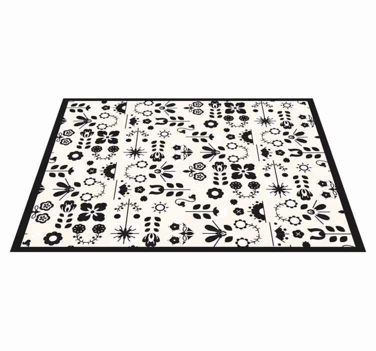 Vinyl teppich blumen mit schwarzen blumenmustern - TenStickers