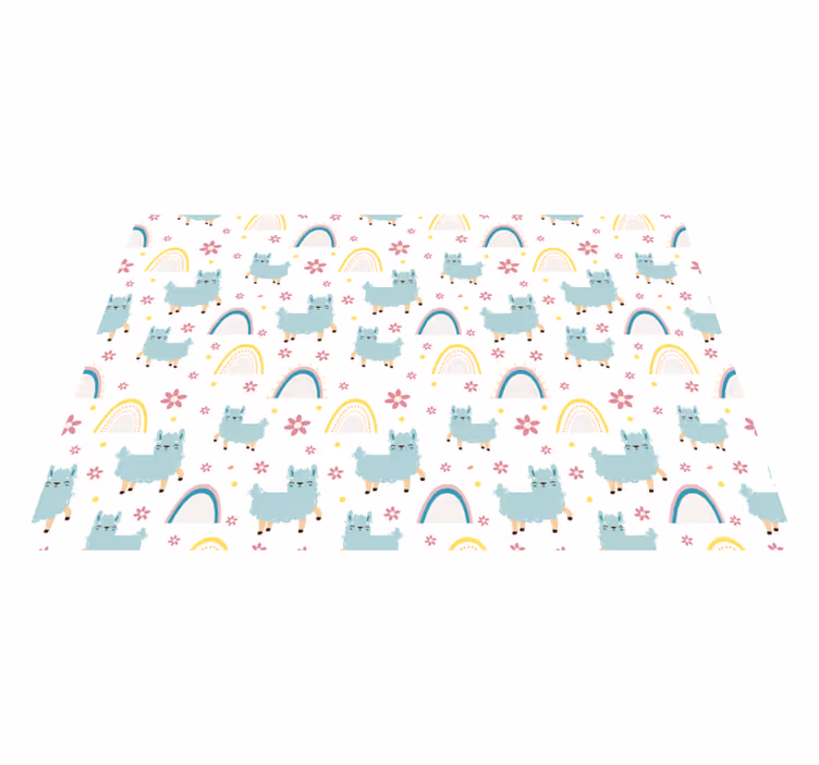 Vinyl Teppich kindlich regenbogen und lamas - TenStickers