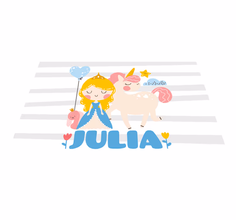 Vinyl teppich kindlich mit einhorn und prinzessin - TenStickers