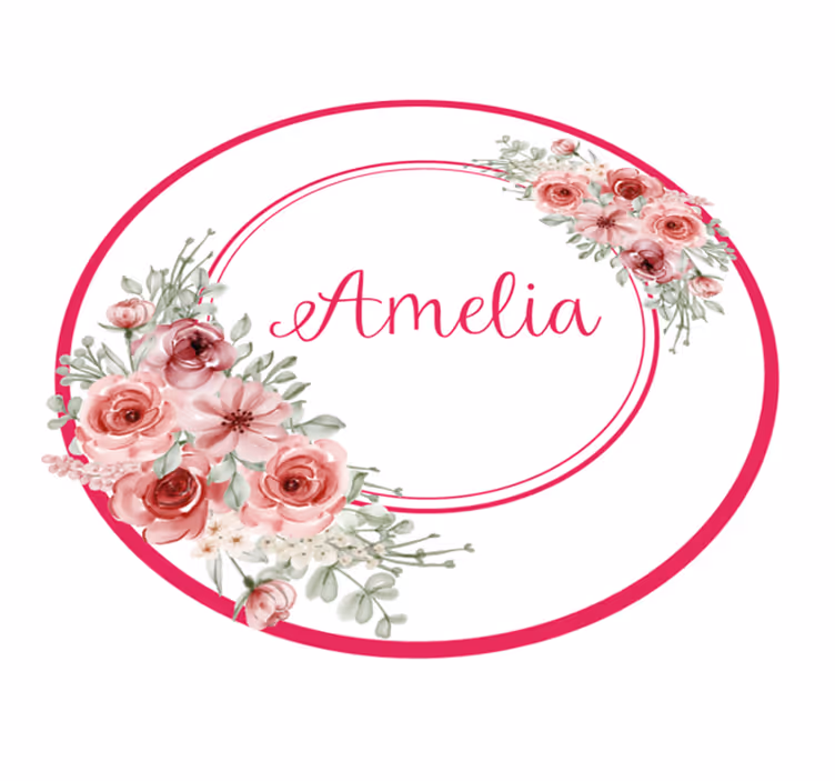 Vinyl Teppich Schlafzimmer florales monogramm mit namen - TenStickers