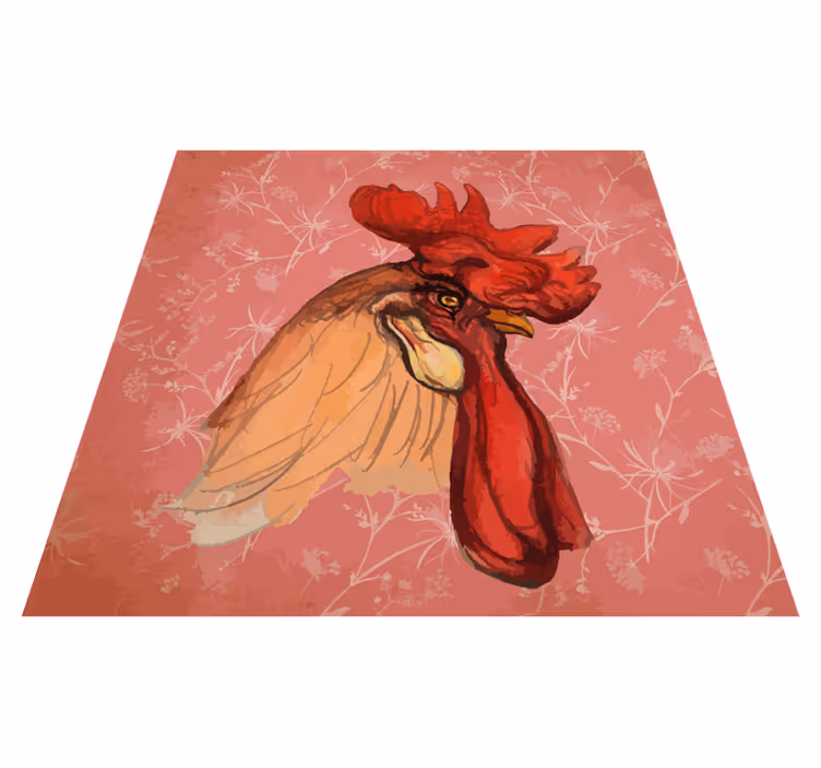 Vinyl teppich tiermuster hahnmuster mit blumen - TenStickers