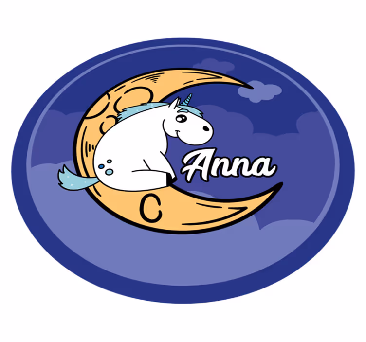 Vinyl teppich kindlich einhorn auf dem mond - TenStickers