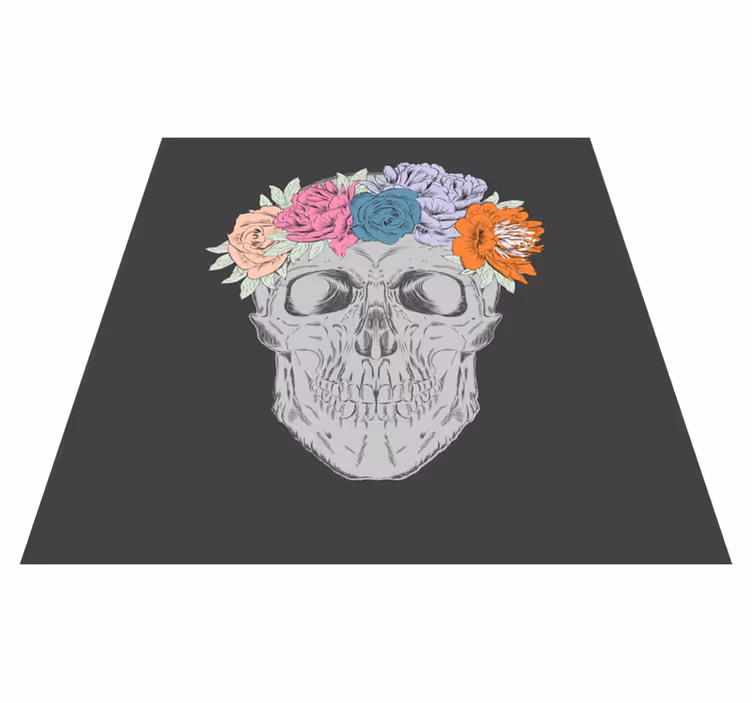 Vinyl Teppich Jugendzimmer florale totenkopfkunst - TenStickers
