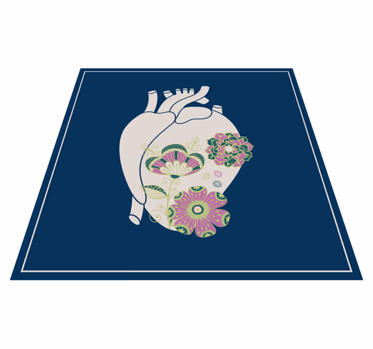 Vinyl Teppich nordisch herz-blumenmuster - TenStickers