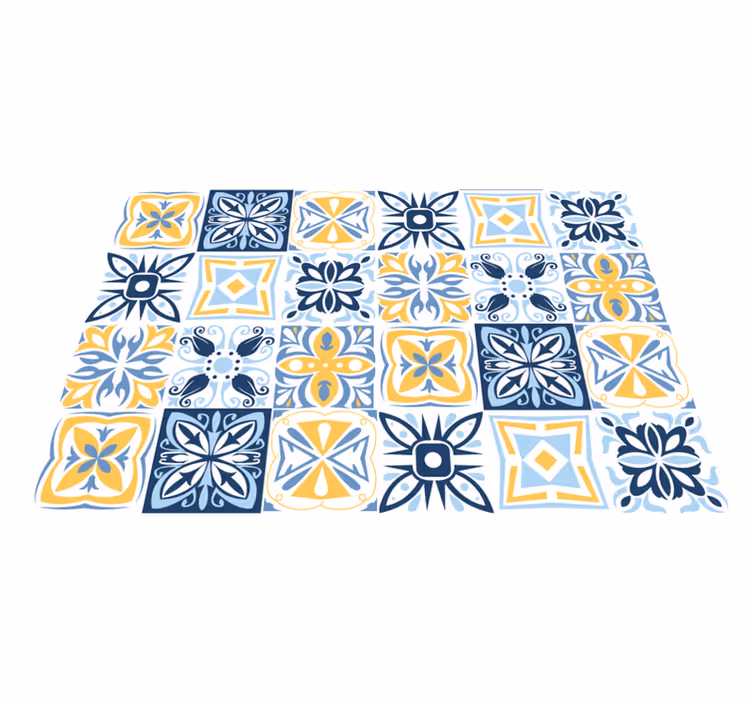 Vinylteppich Mosaik blau gelbe fliesen - TenStickers