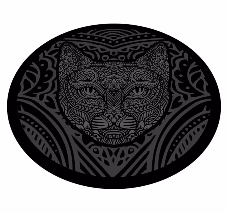 Vinyl Teppich Tiere schwarzes katzengesicht - TenStickers