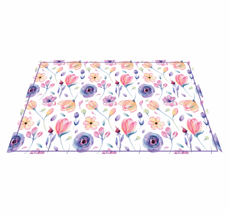 Vinyl Teppich Blumen blumenaquarellmuster - TenStickers