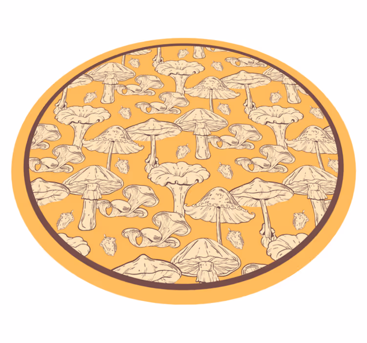 Vinylteppich Pilze mit gelbem Hintergrund - TenStickers