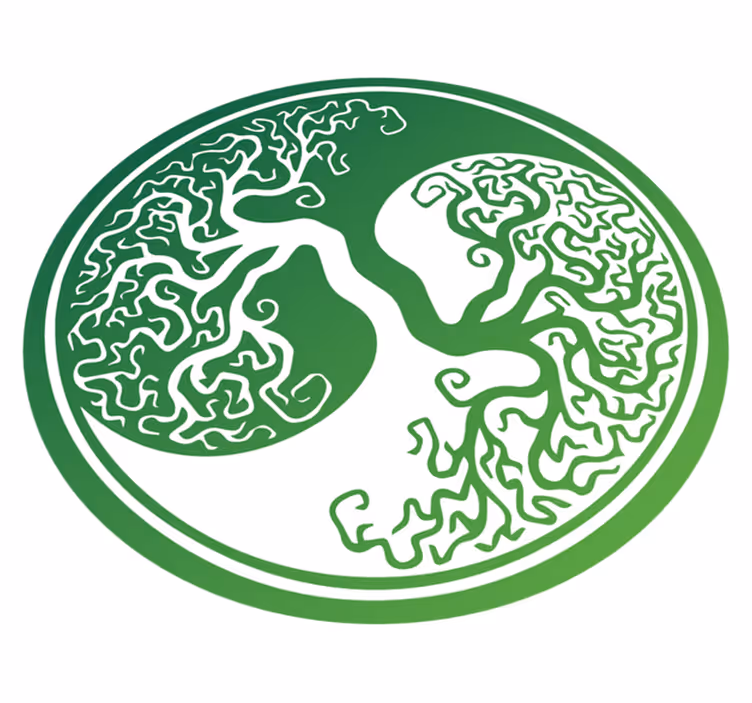 Vinyl Teppich rund Ursprünglicher yin-yang-baum des lebens - TenStickers
