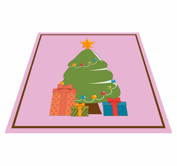 Vinyl teppich weihnachten mit baum und geschenken - TenStickers