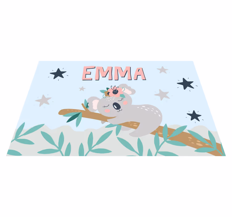 Vinylteppich Baby Süßer koala für mädchen mit Namen - TenStickers