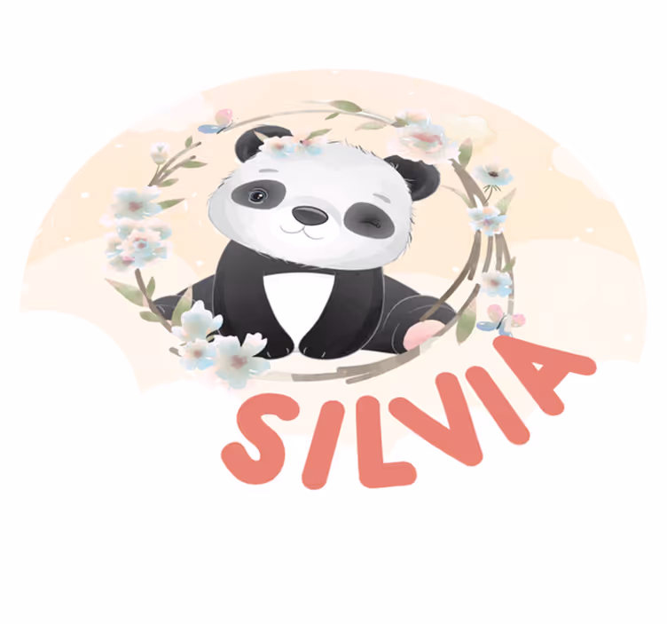 Vinyl teppich mit namen niedliches panda kunstwerk - TenStickers