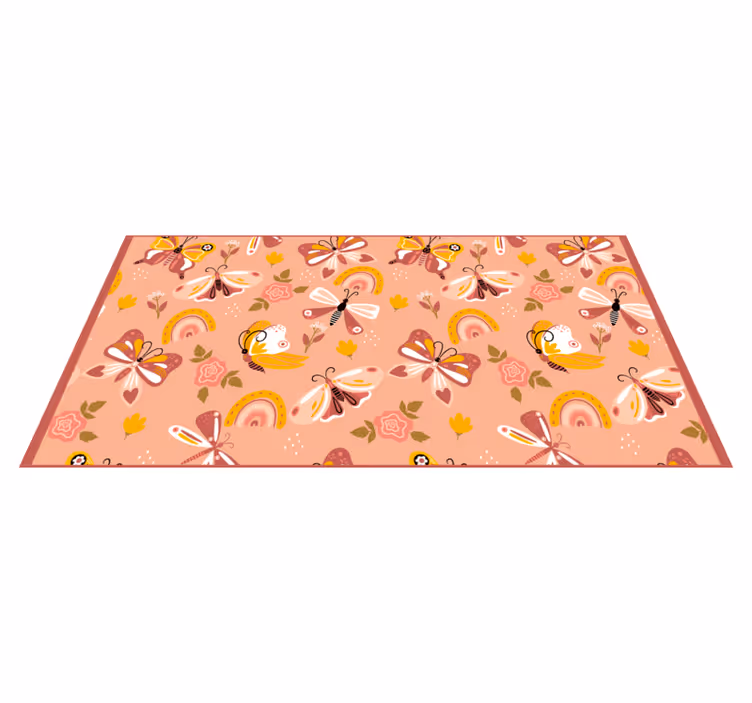Vinyl Teppich Baby bunte blumenschmetterlinge - TenStickers