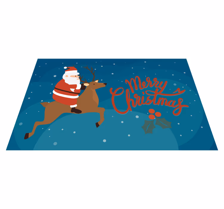 Vinyl Teppich Weihnachten weihnachtsmann reitet rentier - TenStickers