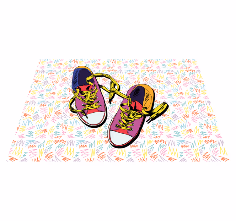 Vinyl Teppich Jugendzimmer buntes sneaker-muster - TenStickers