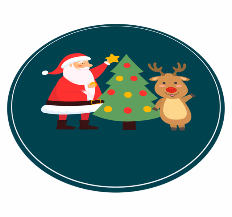 Vinyl Teppich Weihnachten festliche weihnachtsmannszene - TenStickers