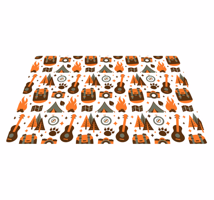 Vinyl Teppich kindlich abenteuer-camping-symbole - TenStickers