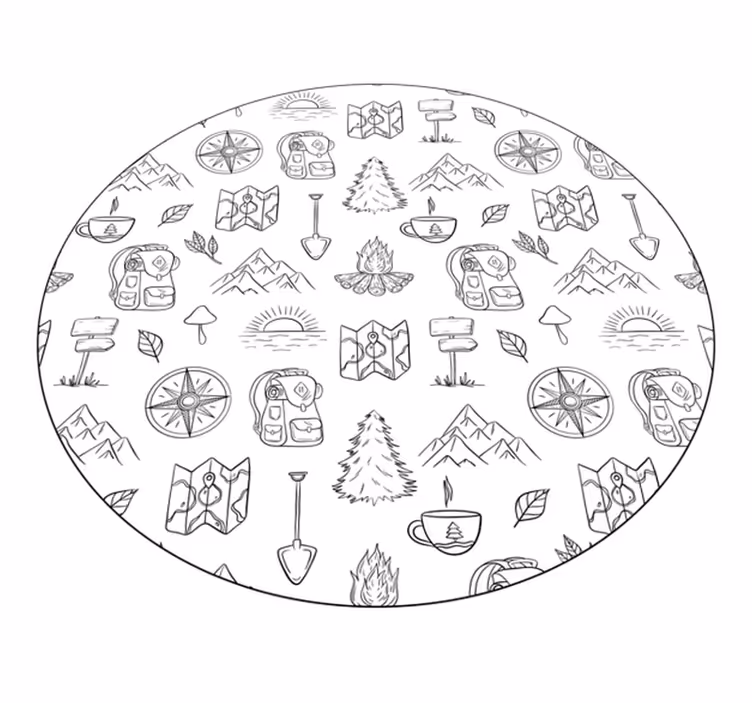 Vinyl Teppich kindlich camping-abenteuer-symbole - TenStickers