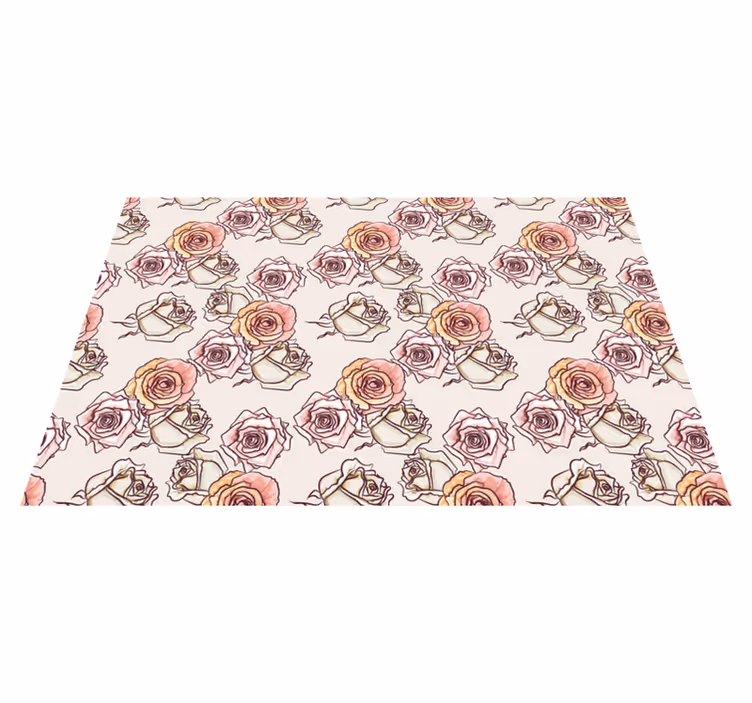 Vinyl teppich blumen mit botanischem rosenmotiv - TenStickers