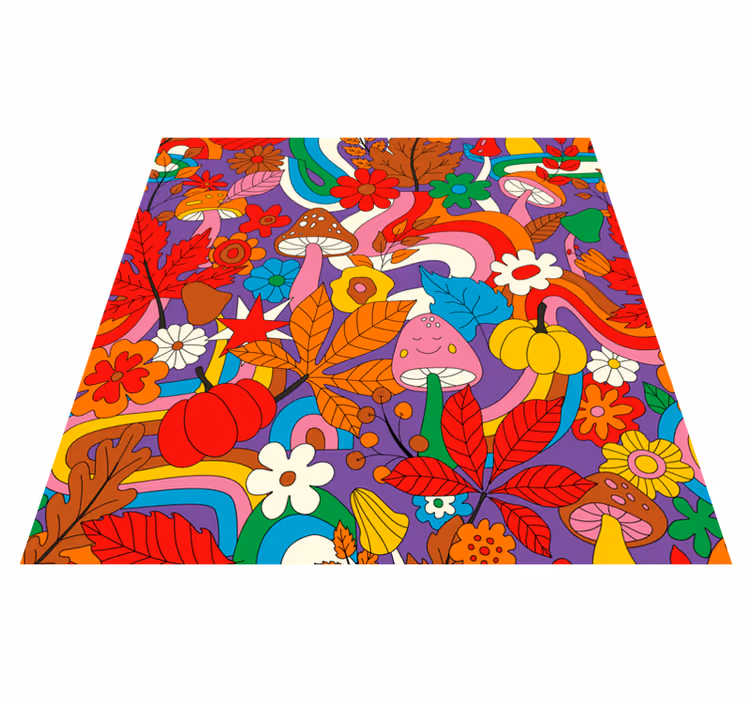 Vinylteppich Blumen Flower power retro-muster - TenStickers