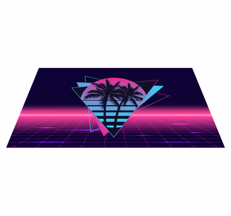 Vinylteppich Vintage Palme im vaporwave-stil - TenStickers
