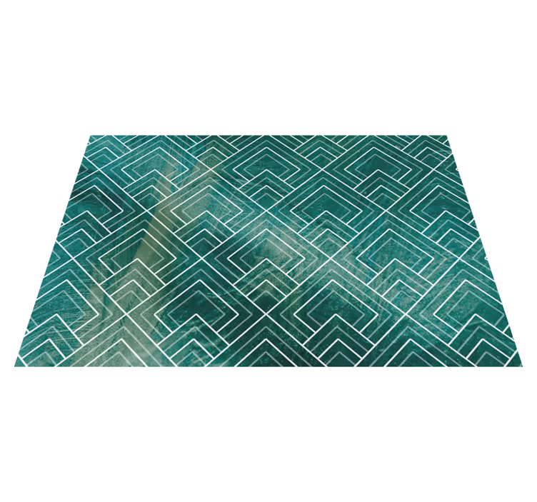 Vinyl Teppich Fliesenoptik geometrischer grüner chevron - TenStickers