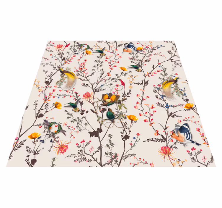 Vinyl Teppich Blumen botanisches vogelmuster - TenStickers