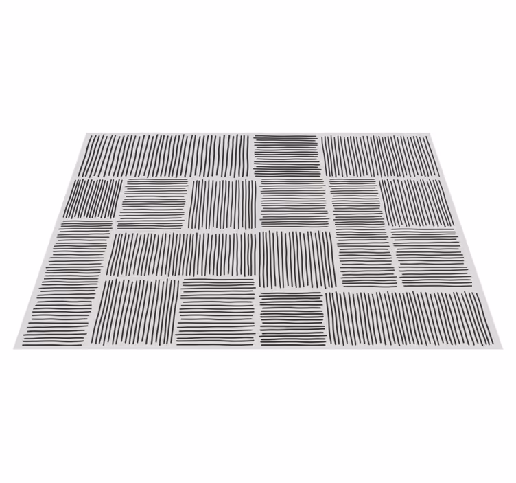 Vinylteppich modern Linien schwarz-weiß mid-century-stil - TenStickers