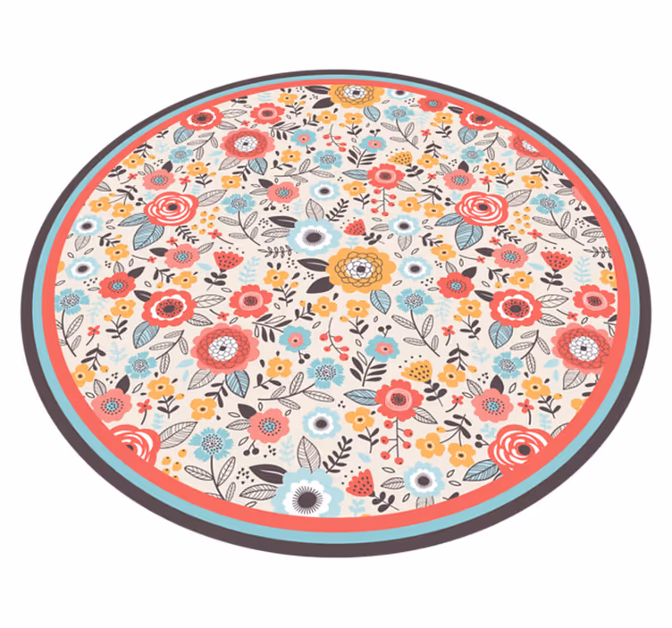 Vinyl Teppich Blumen florales kreisförmiges design - TenStickers