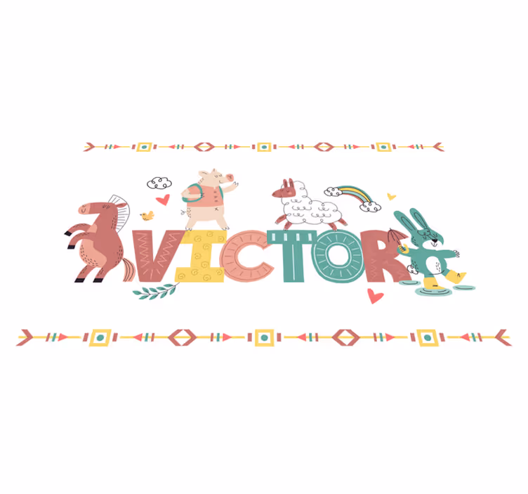 Vinyl Teppich mit Namen verspielte alphabet-tiere - TenStickers