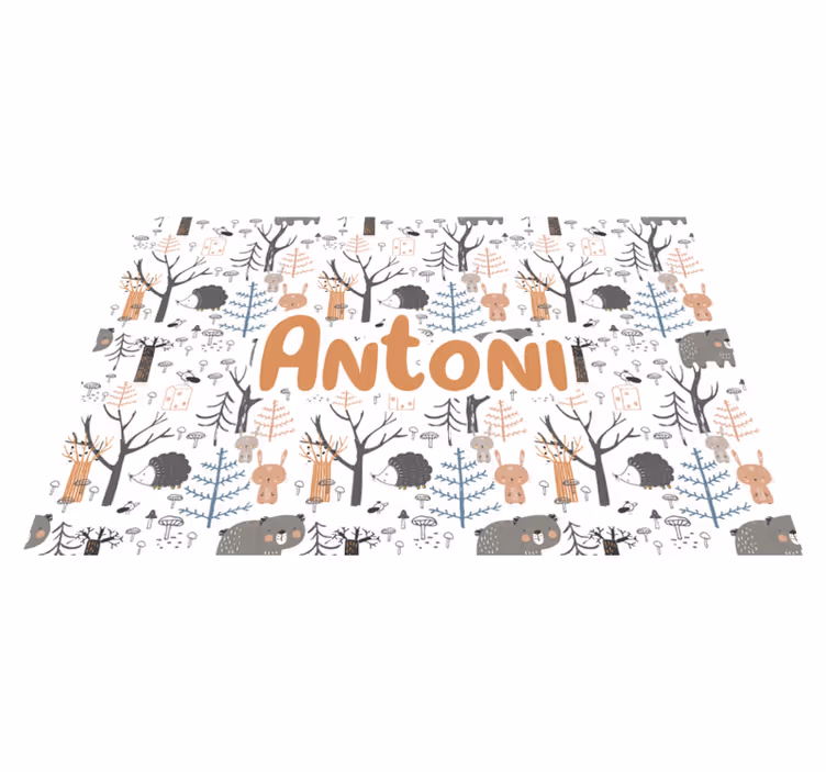 Vinyl Teppich mit Namen individuell gestalteter wald - TenStickers