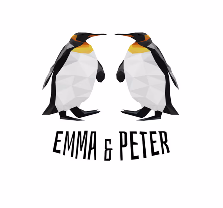 Vinyl Teppich mit Namen geometrische pinguine - TenStickers