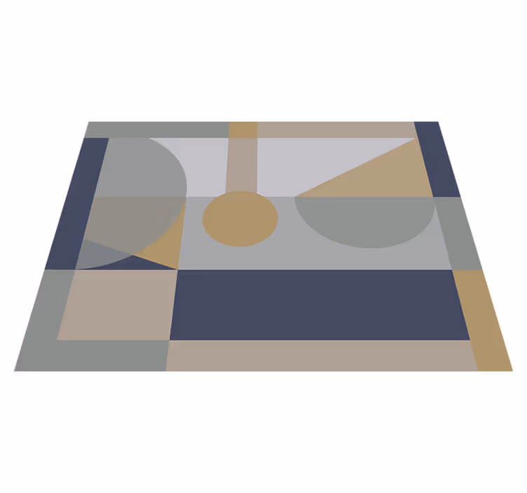 Vinylteppich geometrisch Grau und braun mit rändern - TenStickers