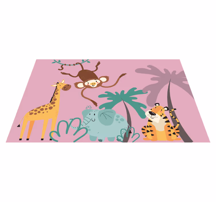 Vinylteppich Tier bunte Cartoon Safari Tiere - TenStickers