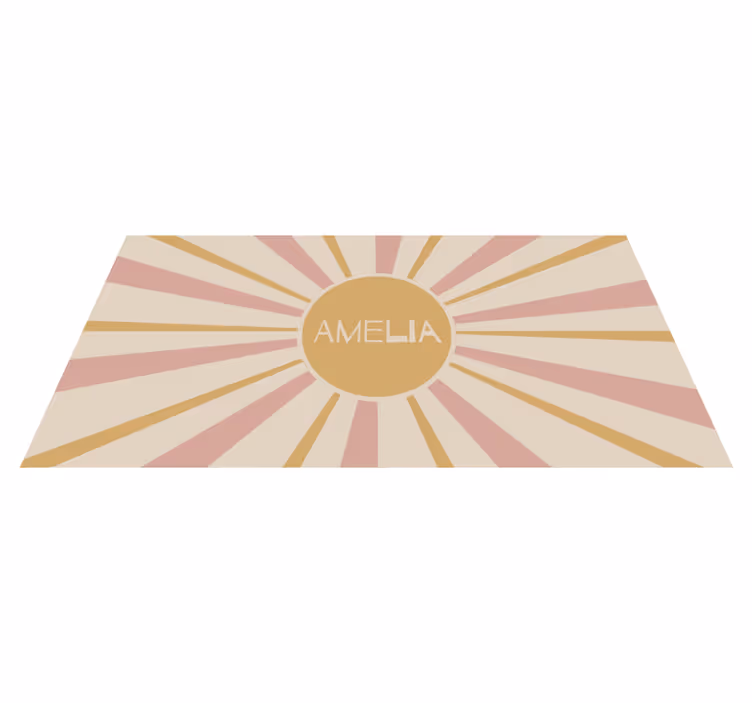 Vinyl Teppich mit Name anpassbarer Sonnenstrahltext - TenStickers