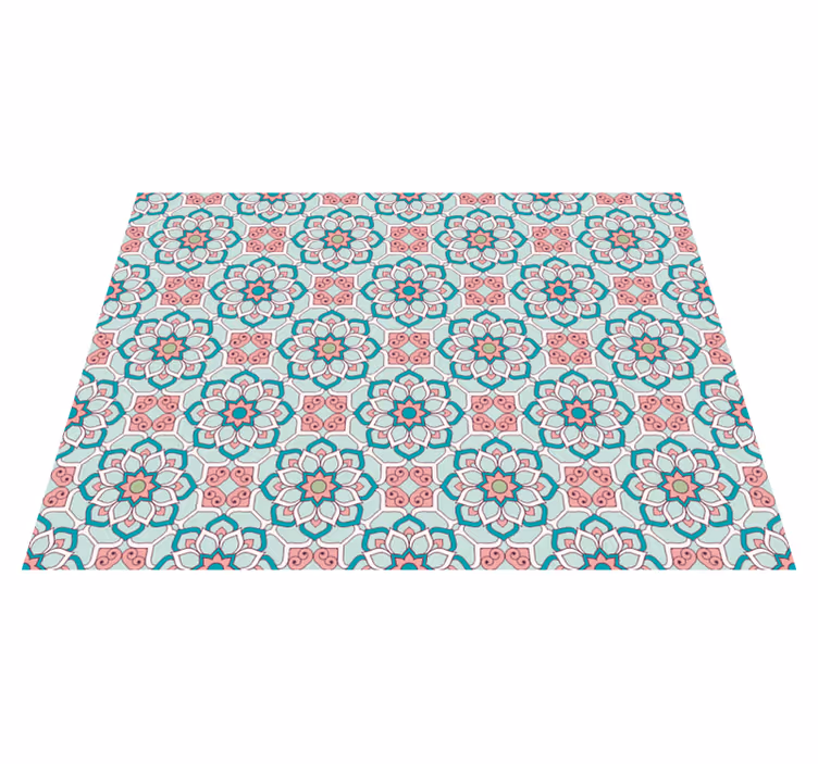 Vinyl Teppich Blumen kacheleffekt-musterüberlagerung - TenStickers