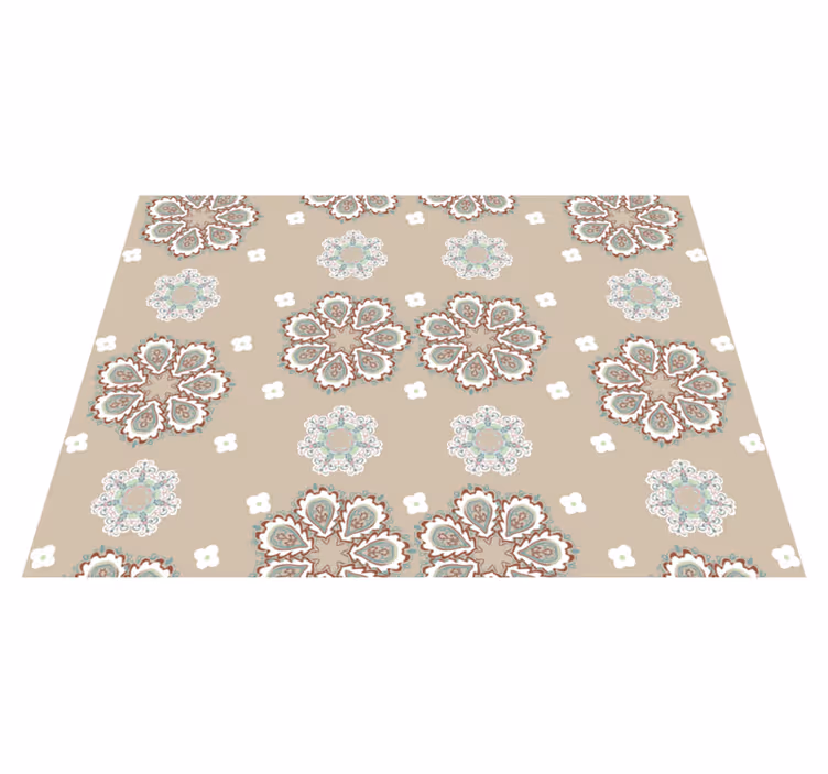 Vinyl Teppich Blumen mosaik Blumiges Elegantes Muster - TenStickers