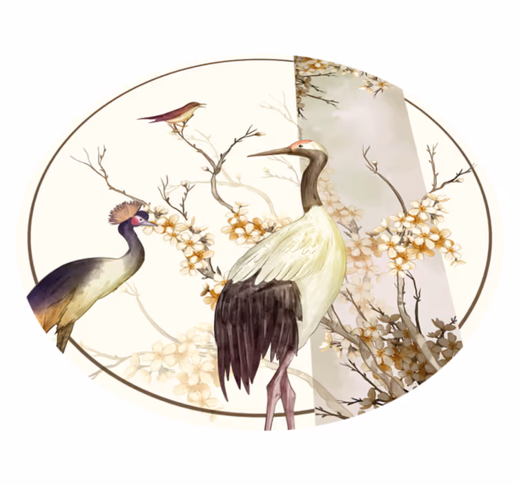 Vinylteppich Tiere Zweige und vögel chinoiserie - TenStickers