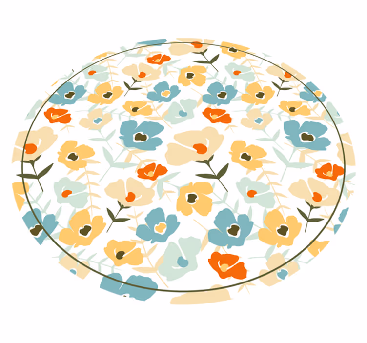 Vinyl Teppich rund Wasserfarben Blumen - TenStickers