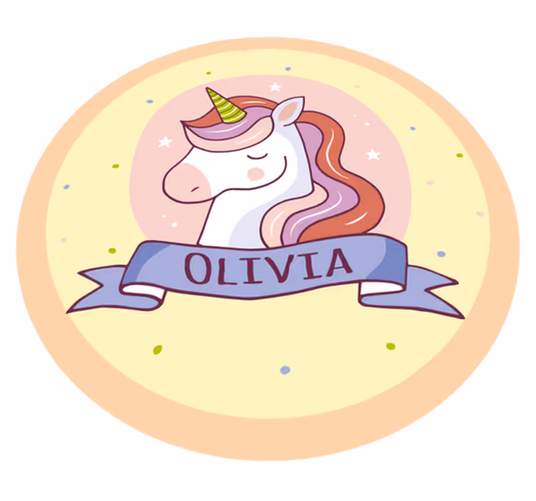 Rund Vinyl Teppich Einhorn Name personalisiert - TenStickers