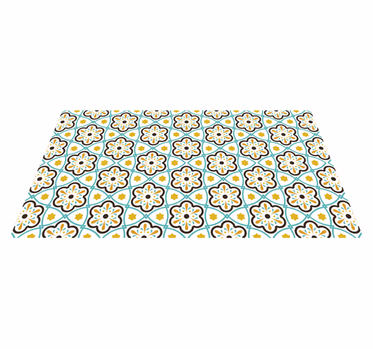 Vinyl Teppich Fliesenoptik floral inspiriertes Muster - TenStickers