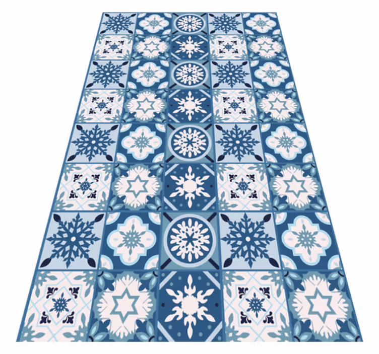 Vinyl Teppich Weihnachten blaue Schneeflocke Fliesen - TenStickers