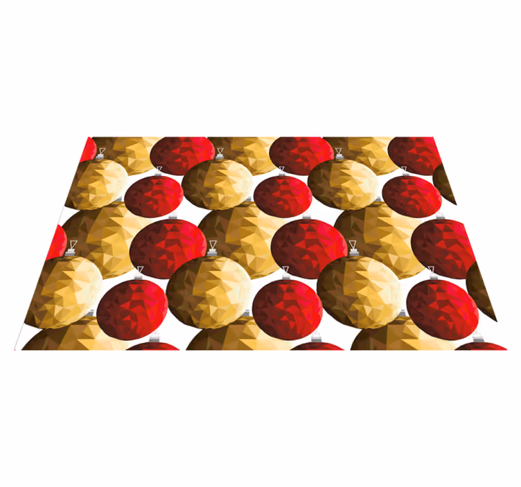 Vinyl Teppich Weihnachten goldene und rote polygonale Bälle - TenStickers