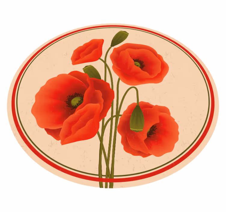 Vinyl Teppich Blumen rote mohnblumen - TenStickers