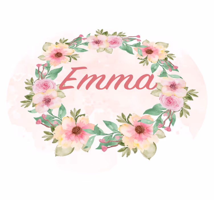 Vinyl Teppich mit Name krone aus blumen - TenStickers