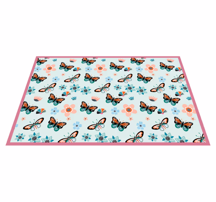 Vinylteppich Schlafzimmer blumen und schmetterlinge - TenStickers